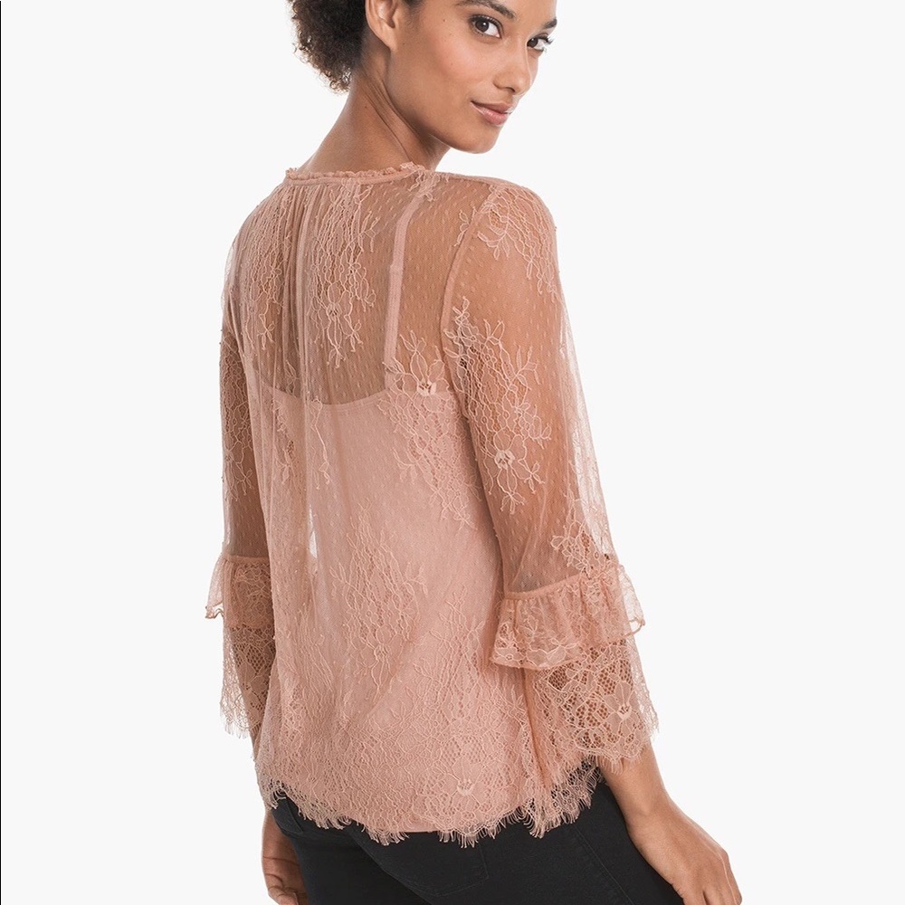 Long-Sleeve Lace Ruffle Tunic - Picture 2 of 4